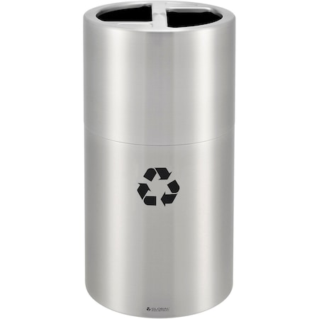 Global Industrial Round Multi Purpose Recycling Can, Silver, Aluminum 641601